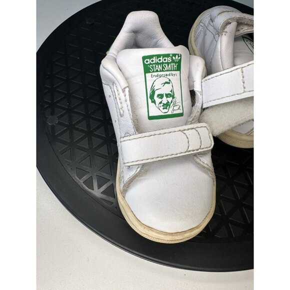 Adidas Stan Smith Toddler Sz 5K Sneaker White Green Hook & Loop - Picture 4 of 6